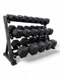 Hex Dumbbell 10kg-50kg Set & 3 Tier Rack