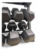 Hex Dumbbell 10kg-50kg Set & 3 Tier Rack