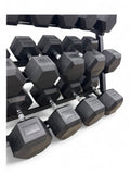Hex Dumbbell 10kg-50kg Set & 3 Tier Rack