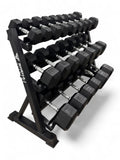 Hex Dumbbell 5kg-45kg Set & 3 Tier Rack