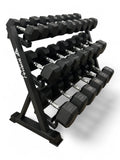 5–30kg Hex Dumbbell Set with 3-Tier Rack – 11 Pairs in 2.5kg