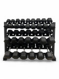 5–30kg Hex Dumbbell Set with 3-Tier Rack – 11 Pairs in 2.5kg