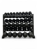 5–30kg Hex Dumbbell Set with 3-Tier Rack – 11 Pairs in 2.5kg