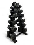 2.5–15kg Hex Dumbbell Set with Rack – 6 Pairs Weights