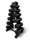 2.5–15kg Hex Dumbbell Set with Rack – 6 Pairs Weights