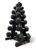 2.5–15kg Hex Dumbbell Set with Rack – 6 Pairs Weights