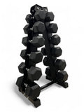 5–17.5kg Hex Dumbbell Set with Rack – 6 Pairs Weights