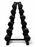 5–17.5kg Hex Dumbbell Set with Rack – 6 Pairs Weights