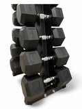 5–30kg Hex Dumbbell Set with Vertical Rack – 6 Pairs