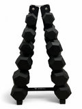 5–30kg Hex Dumbbell Set with Vertical Rack – 6 Pairs