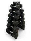 5–30kg Hex Dumbbell Set with Vertical Rack – 6 Pairs