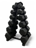 5–30kg Hex Dumbbell Set with Vertical Rack – 6 Pairs