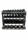 5–40kg Hex Dumbbell Set with 3-Tier Rack- 11 Pairs