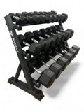 2.5–40kg Hex Dumbbell Set with 3-Tier Rack – 11 Pairs