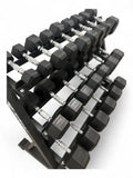 2.5–40kg Hex Dumbbell Set with 3-Tier Rack – 11 Pairs