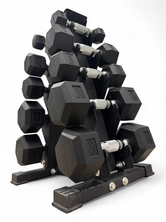 1–5kg Hex Dumbbell Set 5 Pairs with Mini Vertical Rack Stand Home Gym Weights