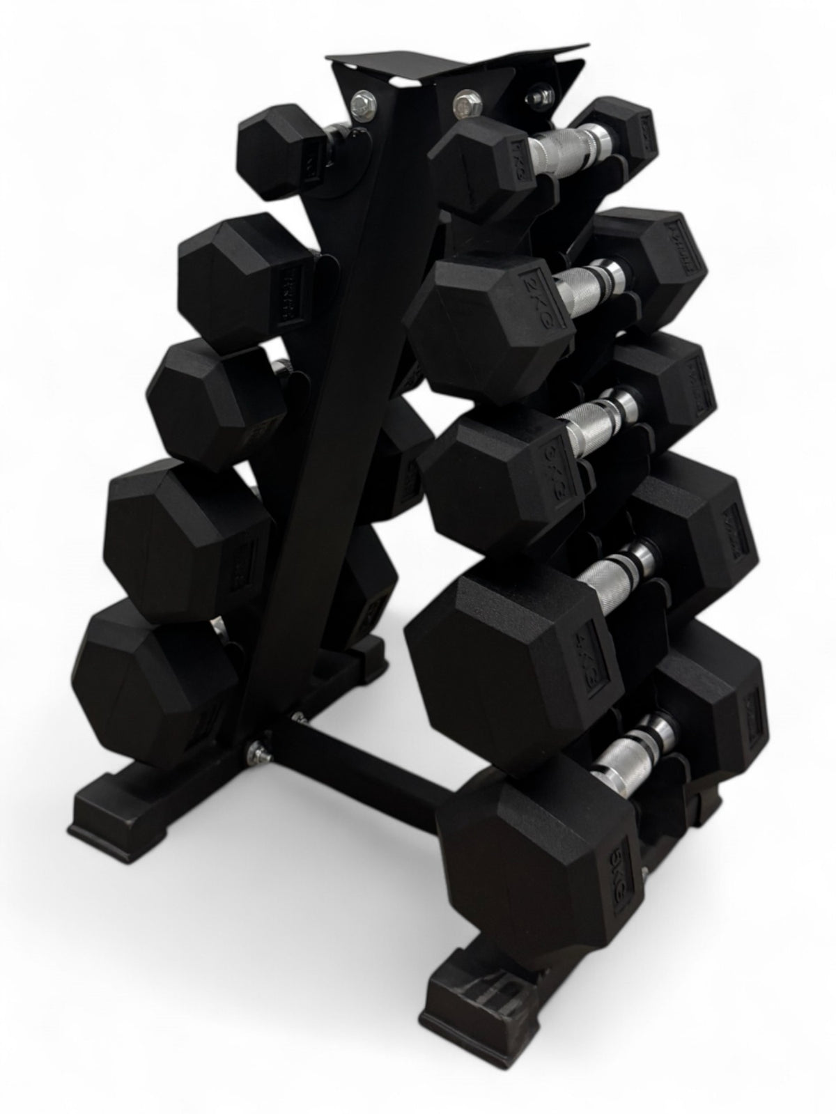 1–5kg Hex Dumbbell Set 5 Pairs with Mini Vertical Rack Stand Home Gym Weights