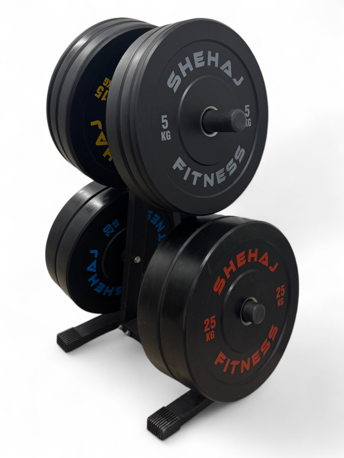 150KG Bumper Plate Set Olympic Rubber Weight Plates with Weight Tree Rack Gym