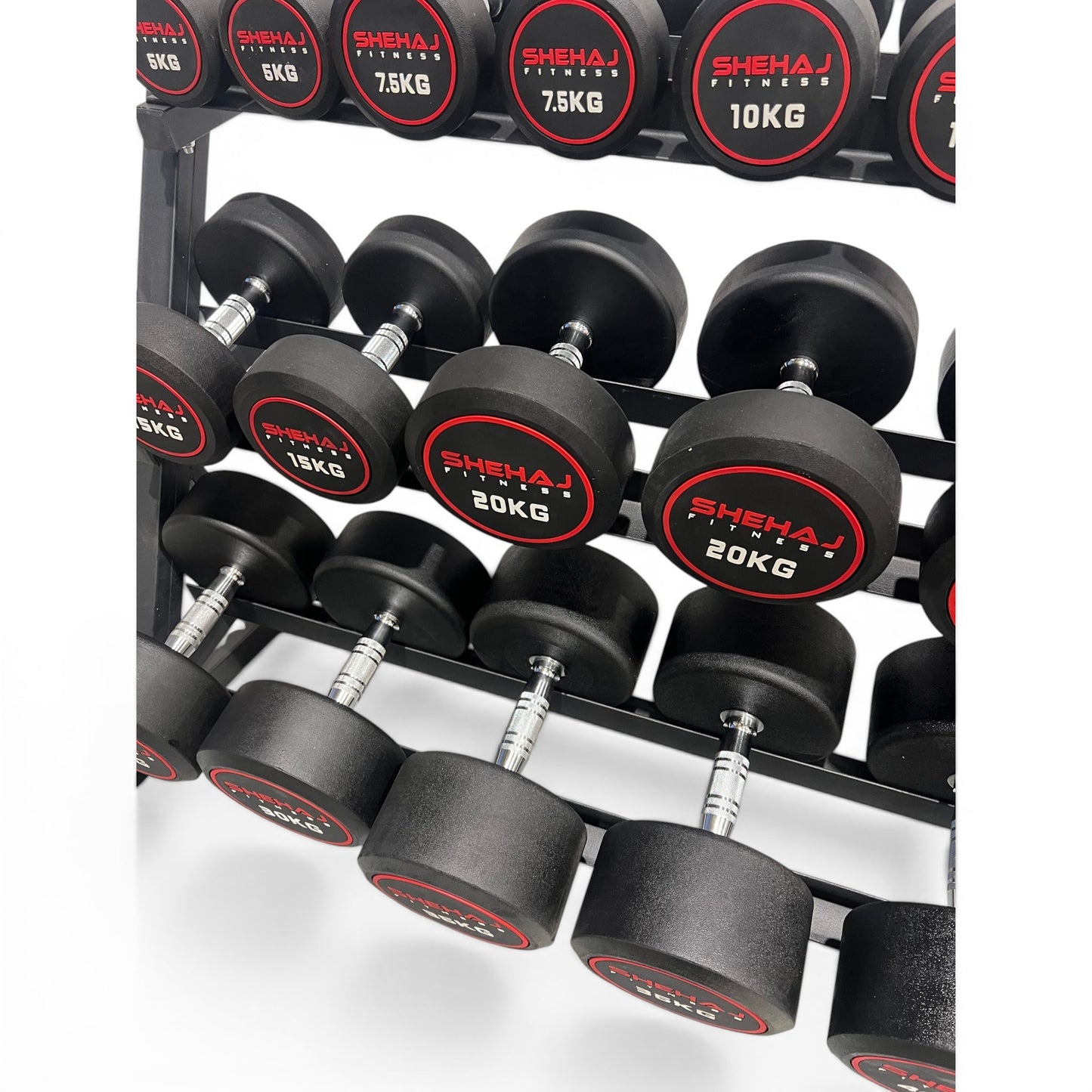 Round Dumbbell 5kg-35kg Set & 3 Tier Rack Full Home Gym Weights Training