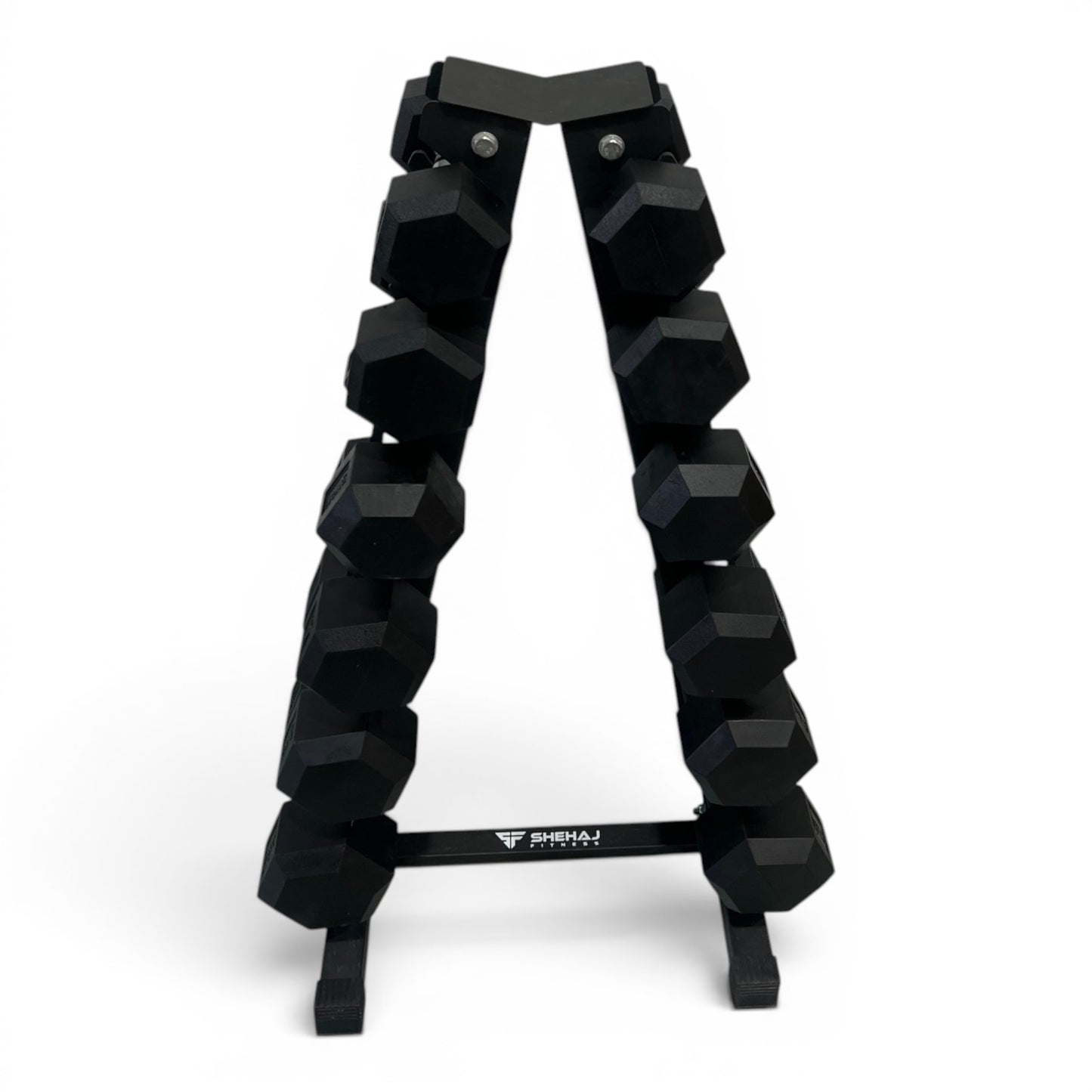Hex Dumbbell 6-16kg Set With Vertical Rack Stand - Free weights- 6 Pairs Set