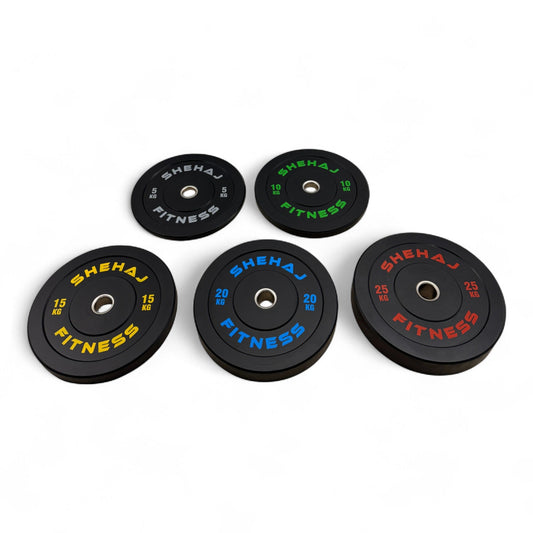 Olympic rubber bumper plates set from Shehaj Fitness