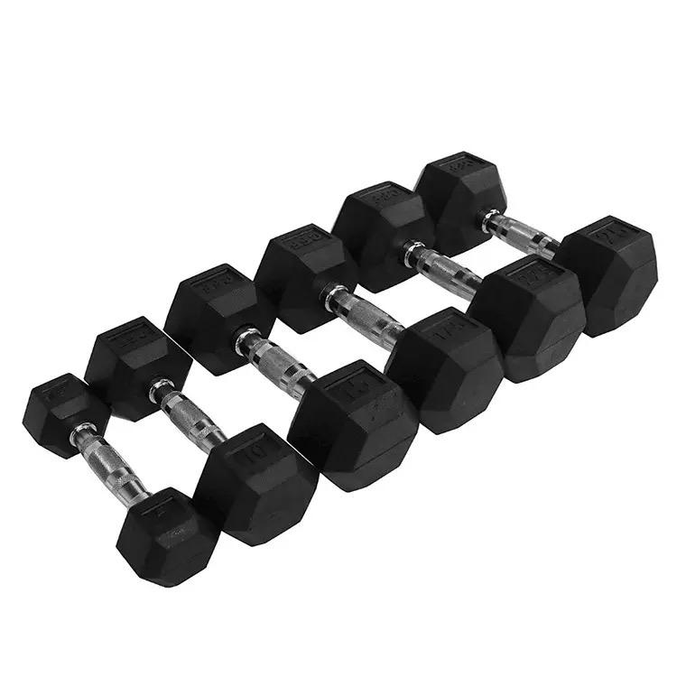Rubber hex dumbbell pairs from Shehaj Fitness
