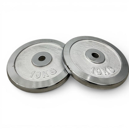 2x10kg 1" Chrome Finished Weight Plates Cast Iron Disc Dumbbell Home Gym
