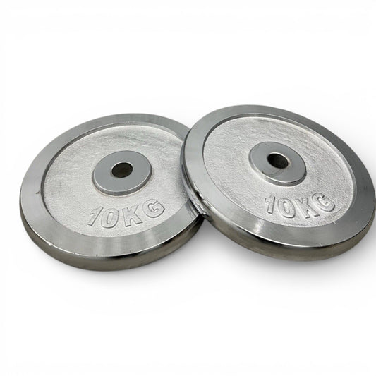 2x10kg 1" Chrome Finished Weight Plates Cast Iron Disc Dumbbell Home Gym