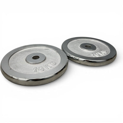2x10kg 1" Chrome Finished Weight Plates Cast Iron Disc Dumbbell Home Gym