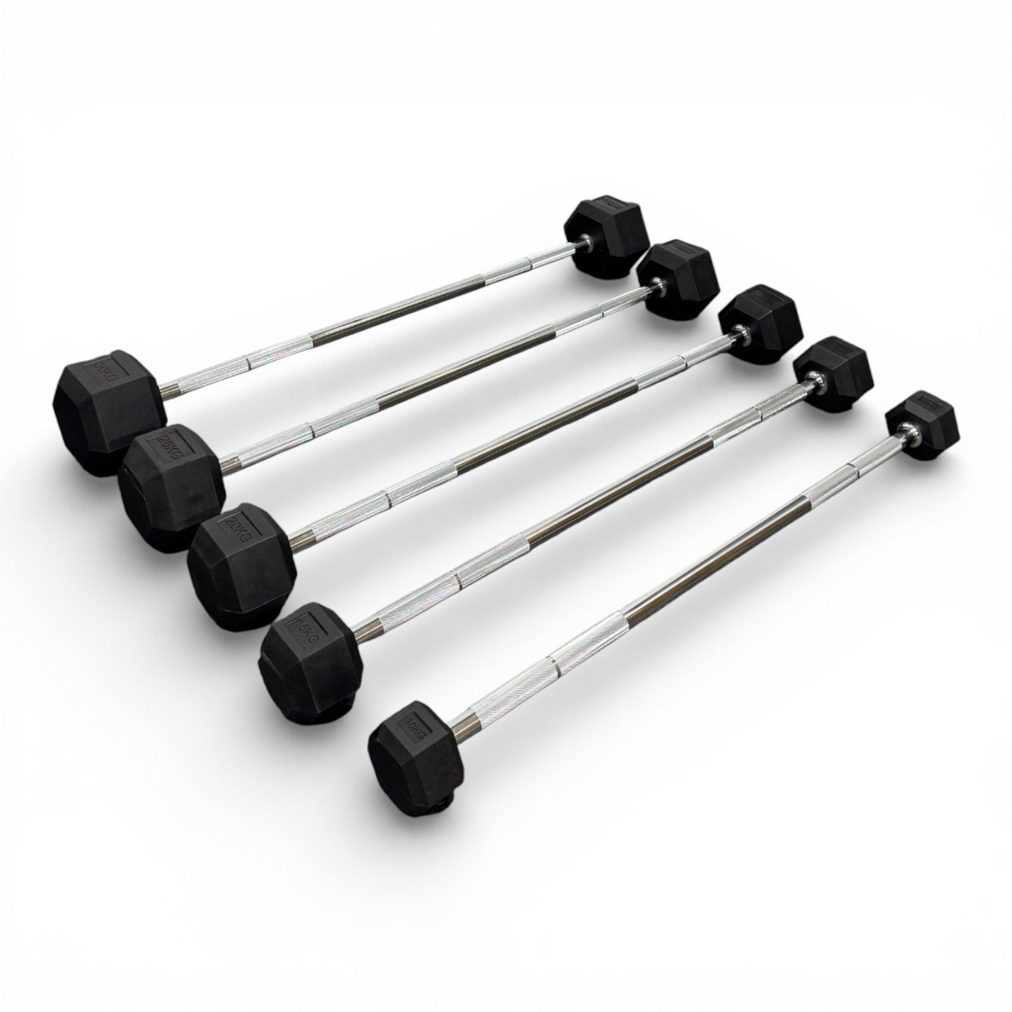 Hex Rubber Fixed Barbell 10kg - 30kg Bar Gym Free Weights Weightlifting Workout