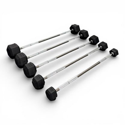 Hex Rubber Fixed Barbell 10kg - 30kg Bar Gym Free Weights Weightlifting Workout