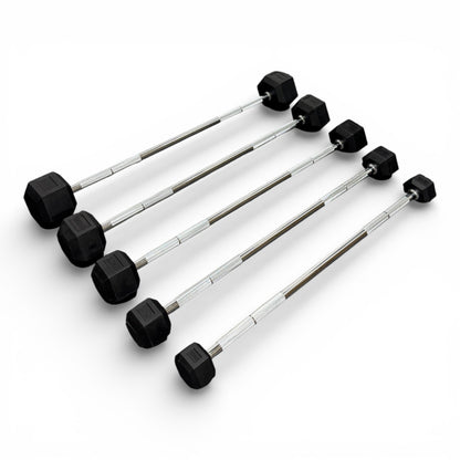 Hex Rubber Fixed Barbell 10kg - 30kg Bar Gym Free Weights Weightlifting Workout