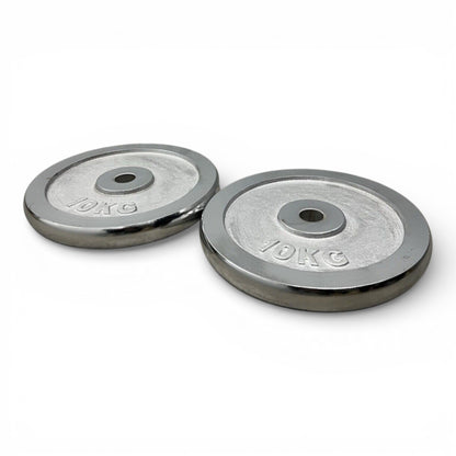 2x10kg 1" Chrome Finished Weight Plates Cast Iron Disc Dumbbell Home Gym