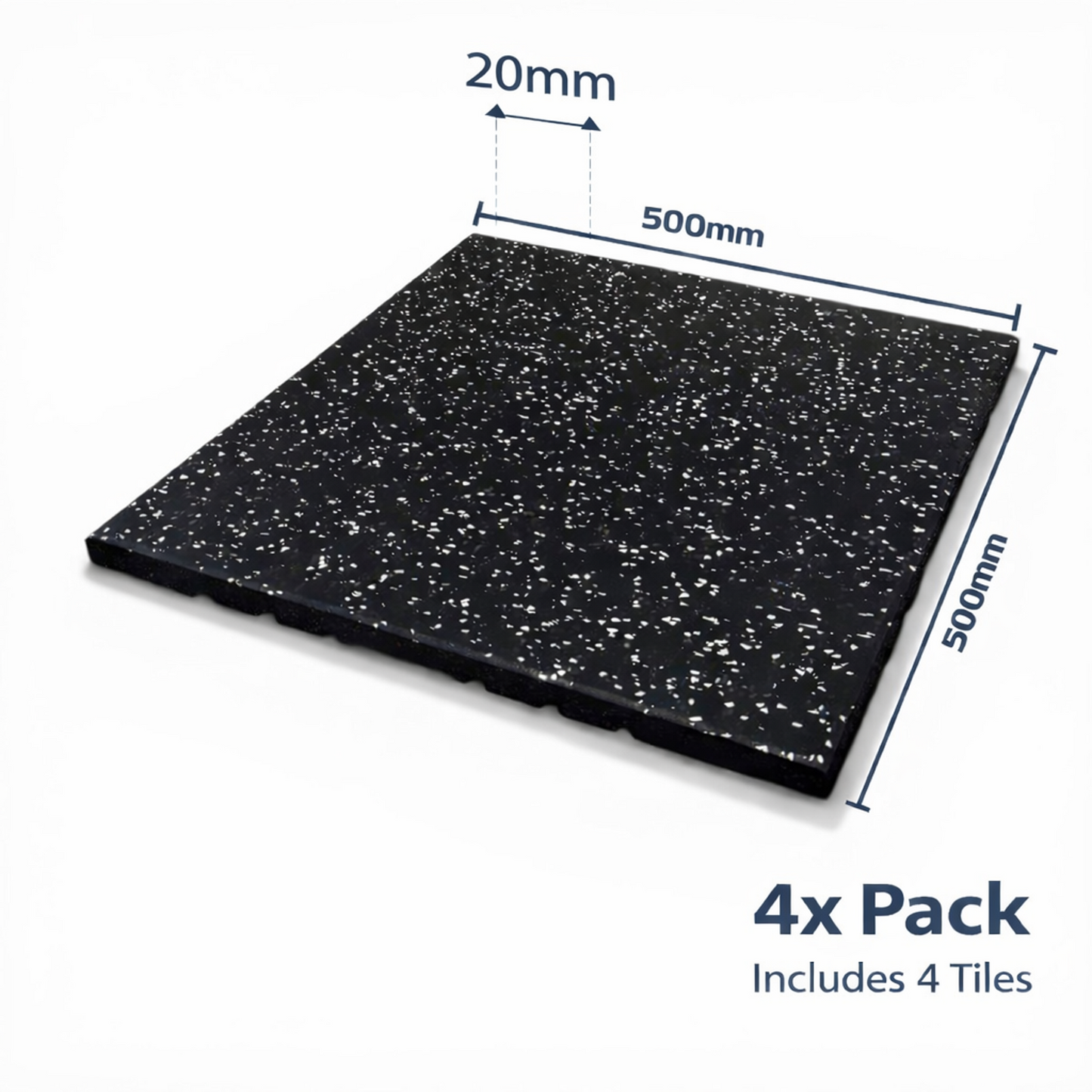 Gym Rubber Flooring Mats Heavy Duty Commercial Floor Tiles 20mm 500x500mm 4 Pack