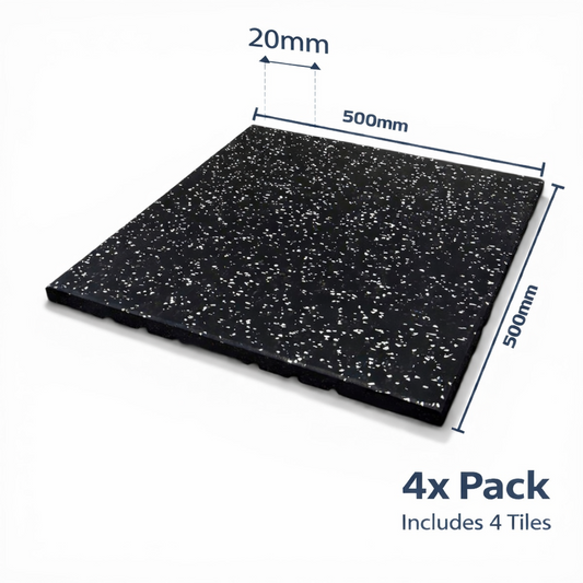 Gym Rubber Flooring Mats Heavy Duty Commercial Floor Tiles 20mm 500x500mm 4 Pack