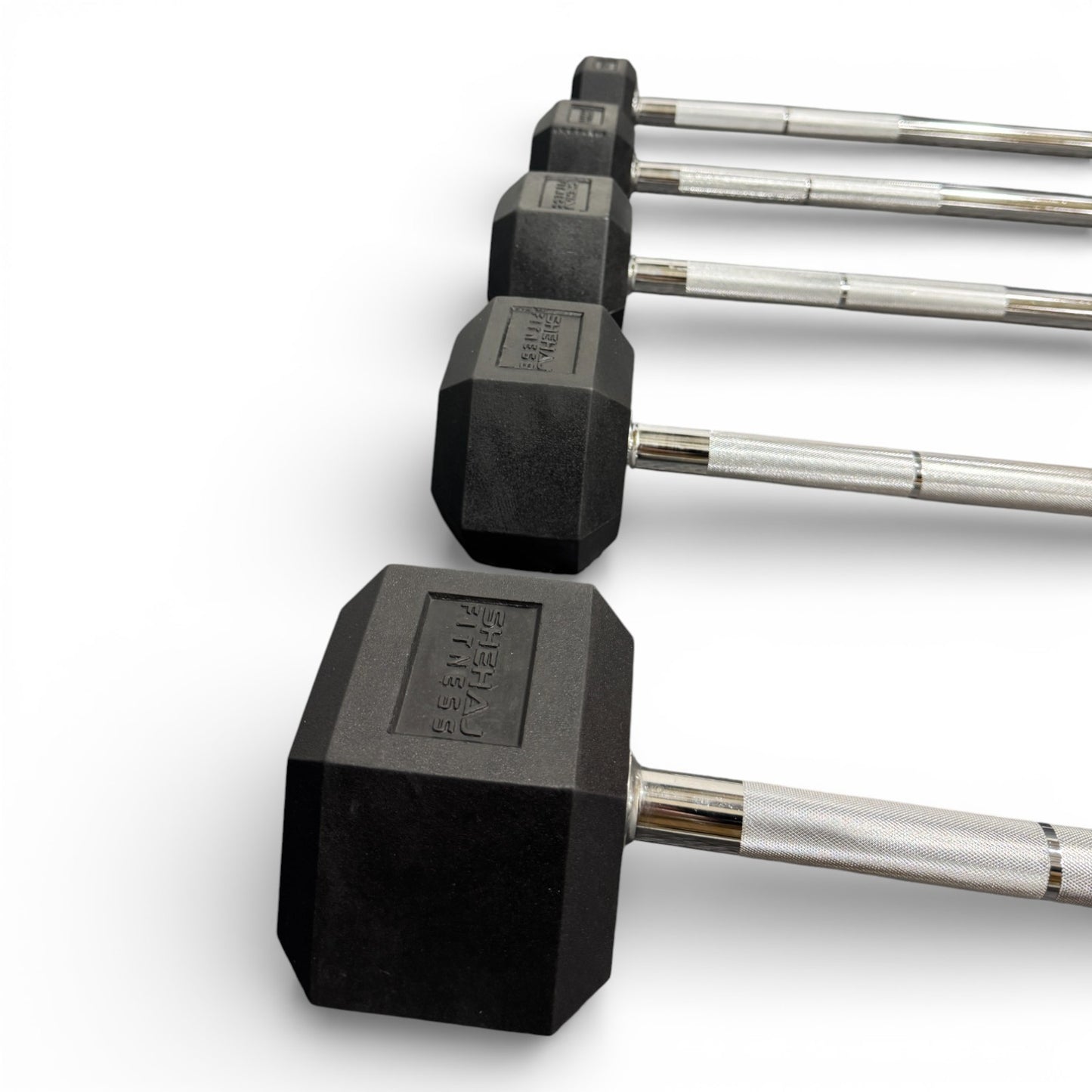 Hex Rubber Fixed Barbell 10kg - 30kg Bar Gym Free Weights Weightlifting Workout