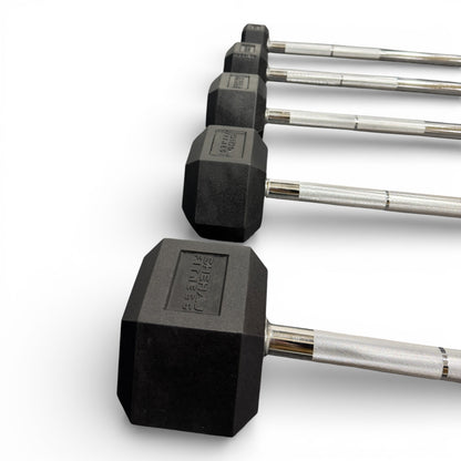 Hex Rubber Fixed Barbell 10kg - 30kg Bar Gym Free Weights Weightlifting Workout