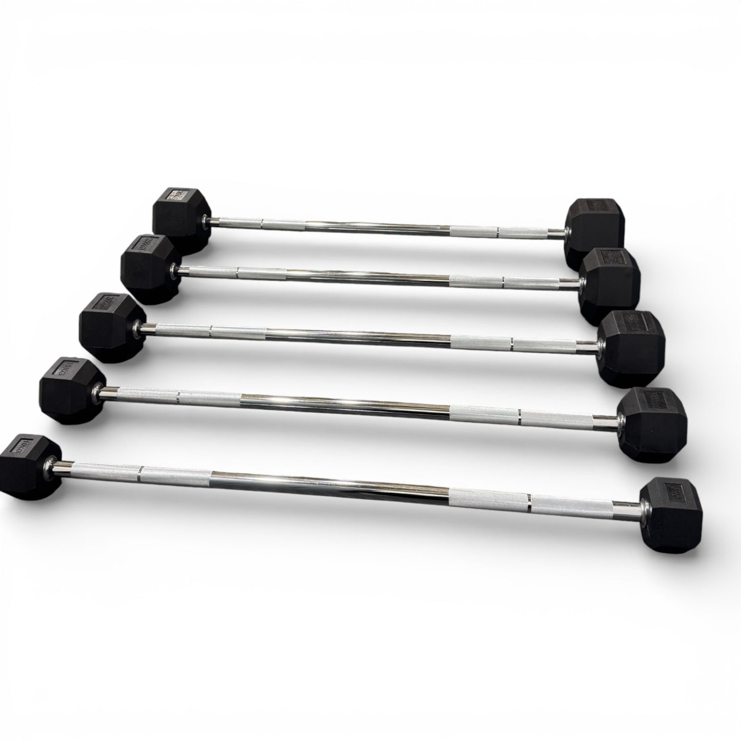 Hex Rubber Fixed Barbell 10kg - 30kg Bar Gym Free Weights Weightlifting Workout