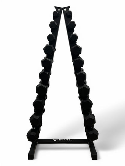 1–10kg Hex Dumbbell Set with Vertical Rack – 10 Pairs Free Weights