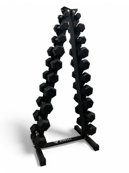 1–10kg Hex Dumbbell Set with Vertical Rack – 10 Pairs Free Weights