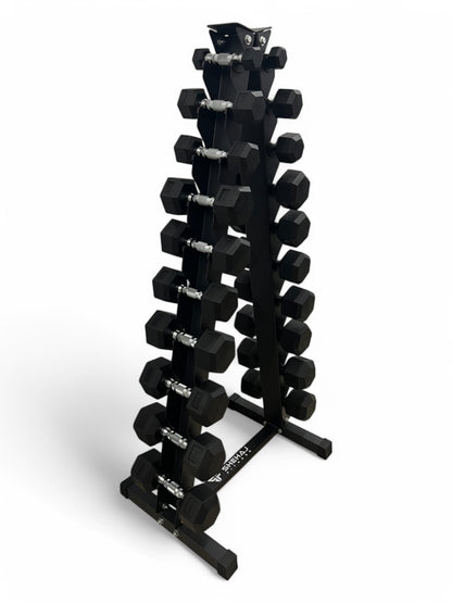 1–10kg Hex Dumbbell Set with Vertical Rack – 10 Pairs Free Weights