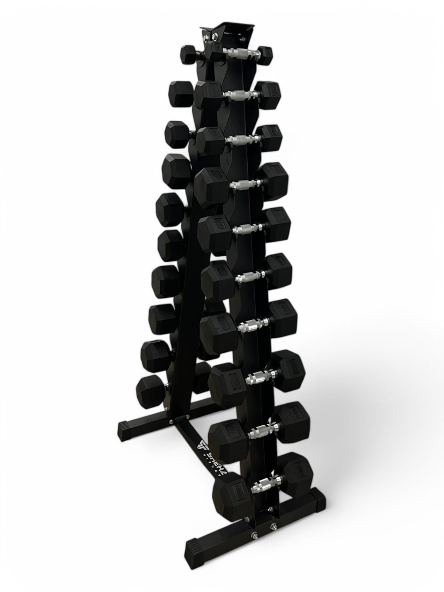 1–10kg Hex Dumbbell Set with Vertical Rack – 10 Pairs Free Weights
