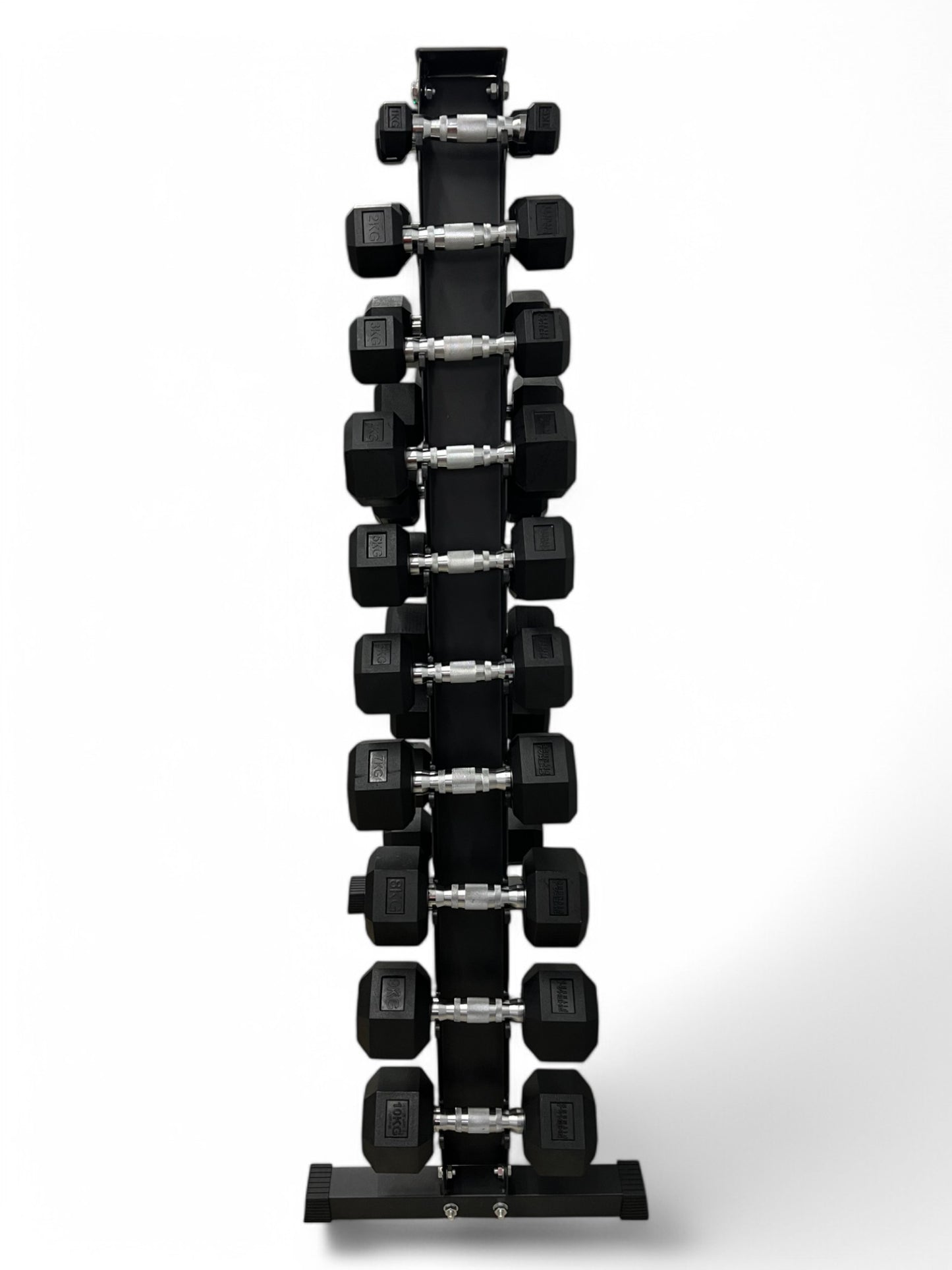 1–10kg Hex Dumbbell Set with Vertical Rack – 10 Pairs Free Weights