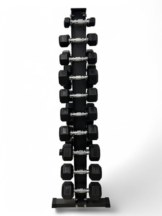 1–10kg Hex Dumbbell Set with Vertical Rack – 10 Pairs Free Weights