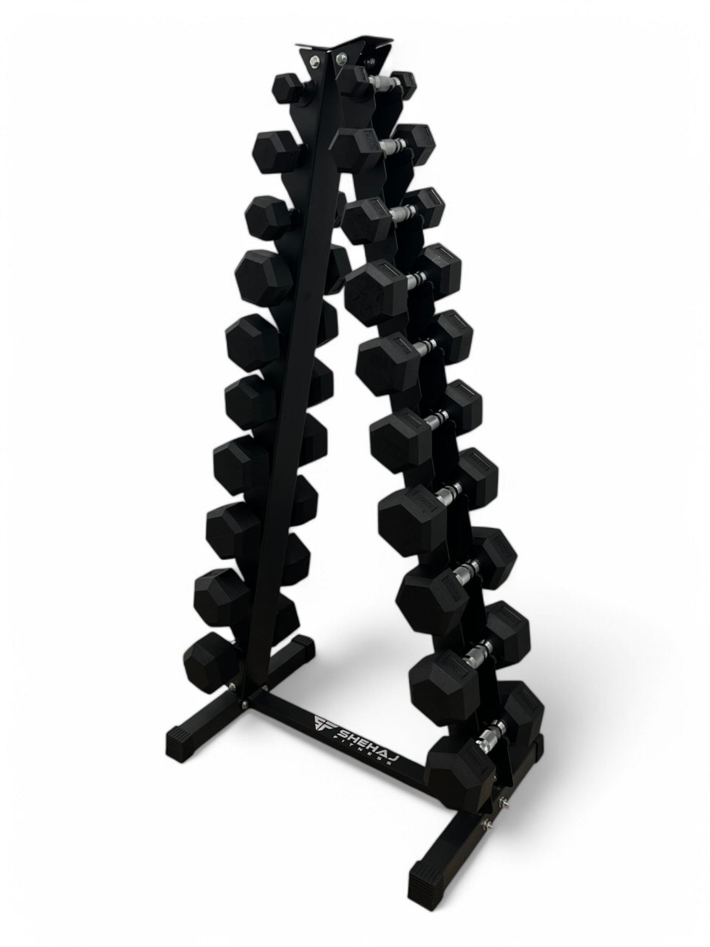 1–10kg Hex Dumbbell Set with Vertical Rack – 10 Pairs Free Weights