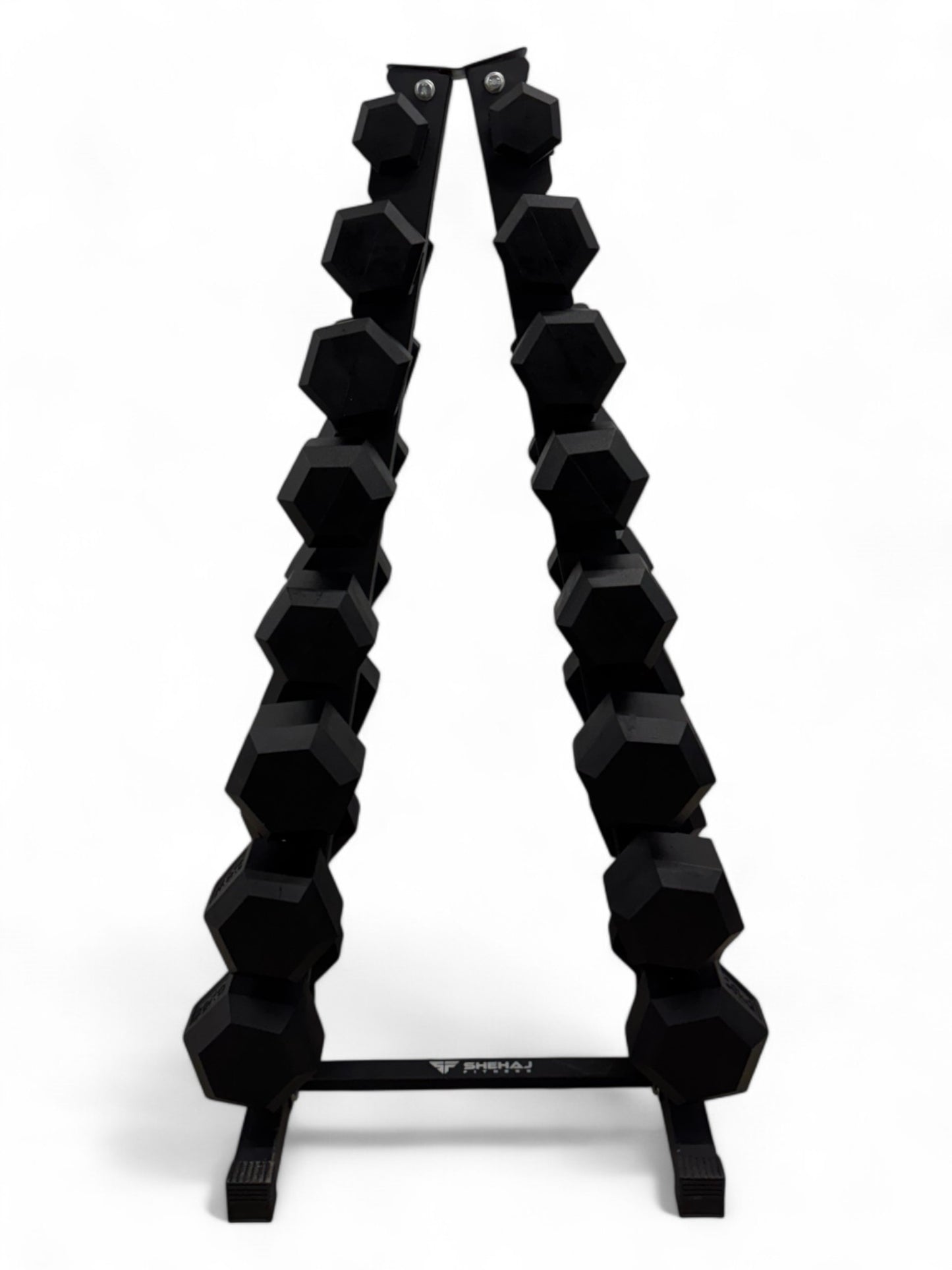2.5–20kg Hex Dumbbell Set with Vertical Rack – 8 Pairs in 2.5kg Increments