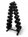 2.5–20kg Hex Dumbbell Set with Vertical Rack – 8 Pairs in 2.5kg Increments