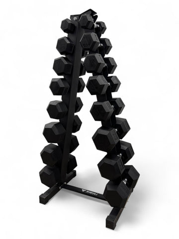 2.5–20kg Hex Dumbbell Set with Vertical Rack – 8 Pairs in 2.5kg Increments