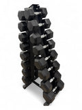 5–22.5kg Hex Dumbbell Set with Vertical Rack – 8 Pairs
