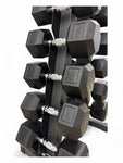 5–25kg Hex Dumbbell Set with Vertical Rack – 8 Pairs